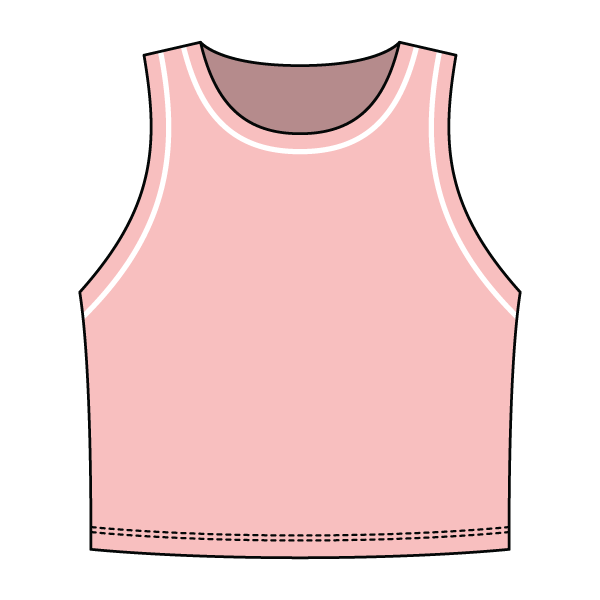High Neck Rib Crop Tank with Piping