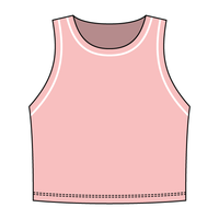 High Neck Rib Crop Tank with Piping