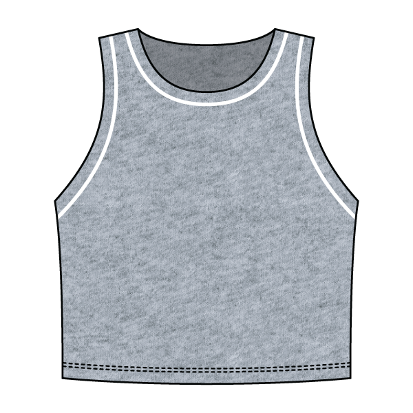 High Neck Rib Crop Tank with Piping