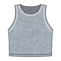 High Neck Rib Crop Tank with Piping