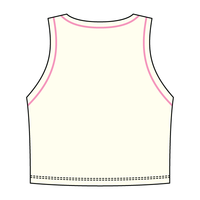 High Neck Rib Crop Tank with Piping