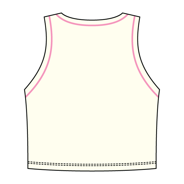 High Neck Rib Crop Tank with Piping