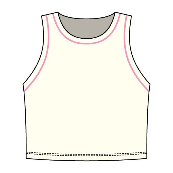 High Neck Rib Crop Tank with Piping