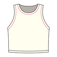 High Neck Rib Crop Tank with Piping