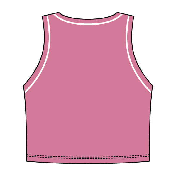 High Neck Rib Crop Tank with Piping