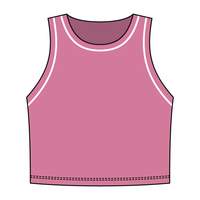 High Neck Rib Crop Tank with Piping