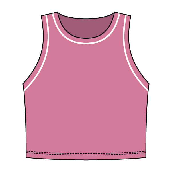 High Neck Rib Crop Tank with Piping
