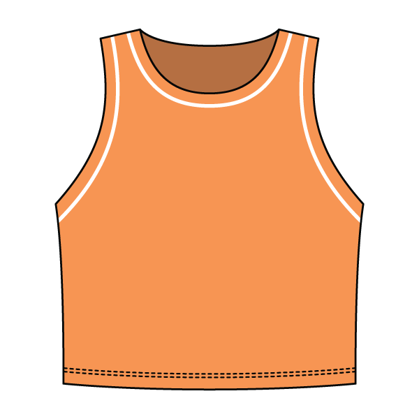 High Neck Rib Crop Tank with Piping