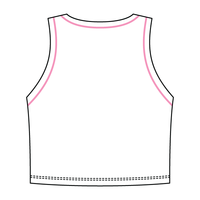 High Neck Rib Crop Tank with Piping