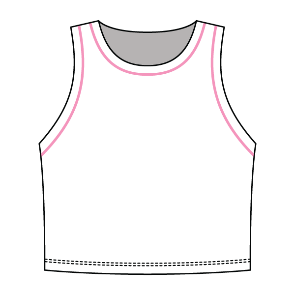 High Neck Rib Crop Tank with Piping