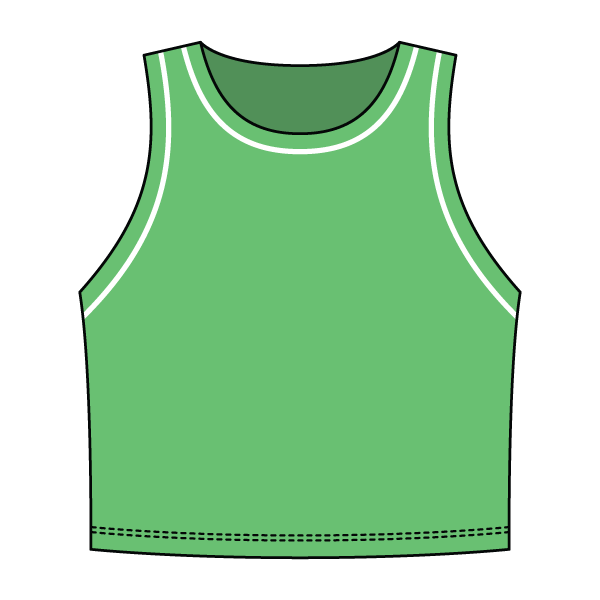 High Neck Rib Crop Tank with Piping