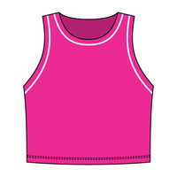 High Neck Rib Crop Tank with Piping
