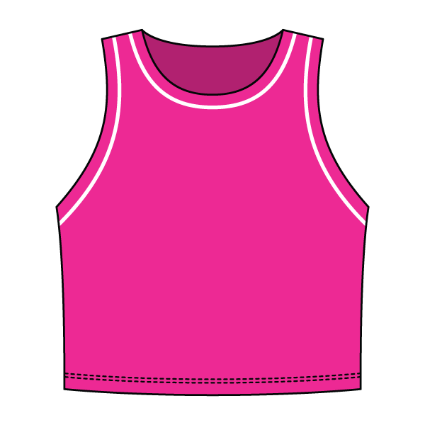 High Neck Rib Crop Tank with Piping