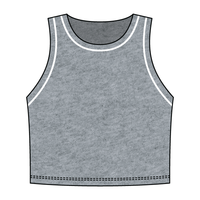 High Neck Rib Crop Tank with Piping