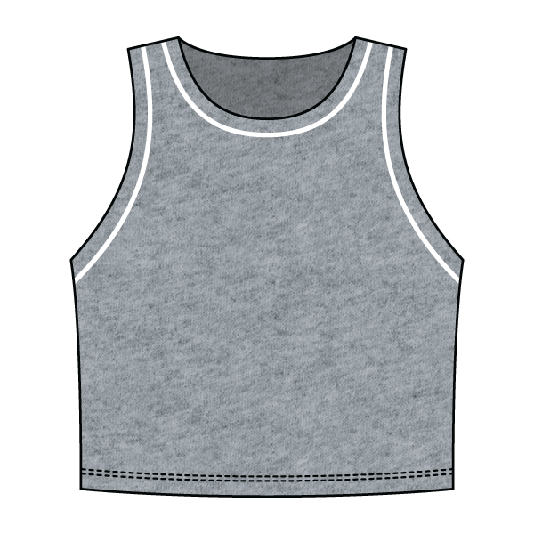 High Neck Rib Crop Tank with Piping