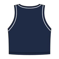 High Neck Rib Crop Tank with Piping