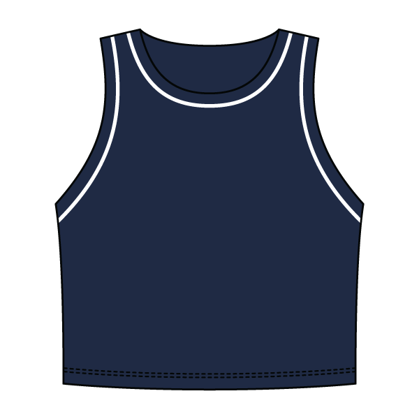High Neck Rib Crop Tank with Piping