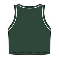High Neck Rib Crop Tank with Piping