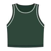 High Neck Rib Crop Tank with Piping