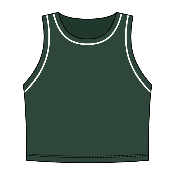 High Neck Rib Crop Tank with Piping