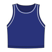 High Neck Rib Crop Tank with Piping