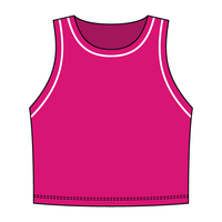 High Neck Rib Crop Tank with Piping
