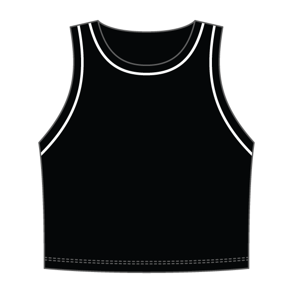 High Neck Rib Crop Tank with Piping