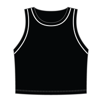 High Neck Rib Crop Tank with Piping