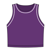 High Neck Rib Crop Tank with Piping