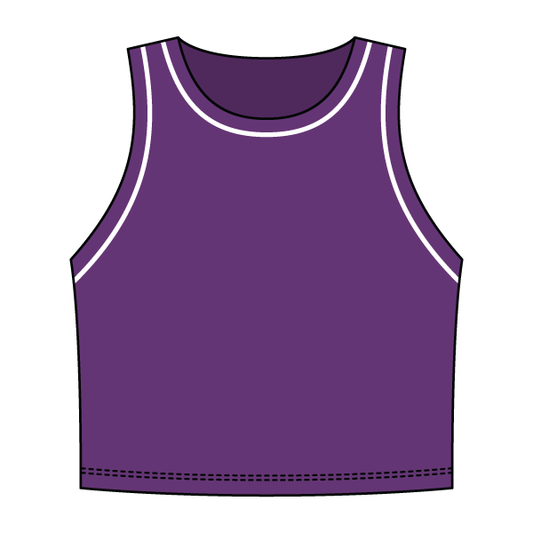 High Neck Rib Crop Tank with Piping