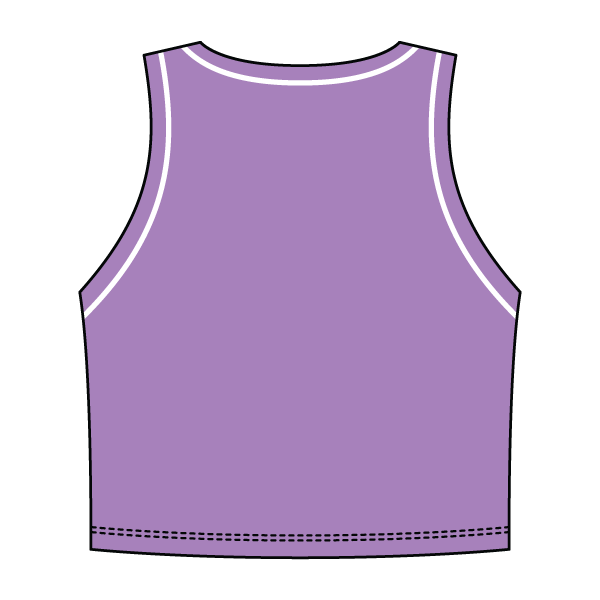 High Neck Rib Crop Tank with Piping