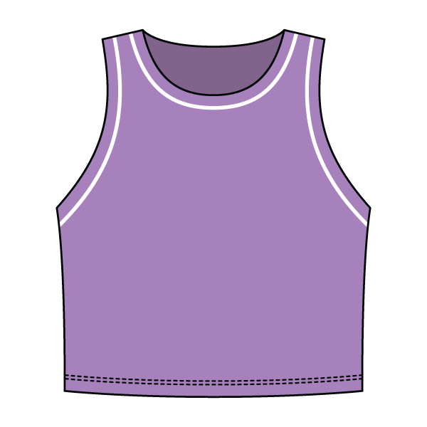 High Neck Rib Crop Tank with Piping