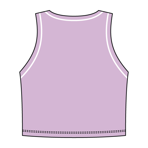 High Neck Rib Crop Tank with Piping