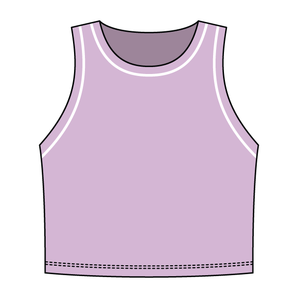 High Neck Rib Crop Tank with Piping