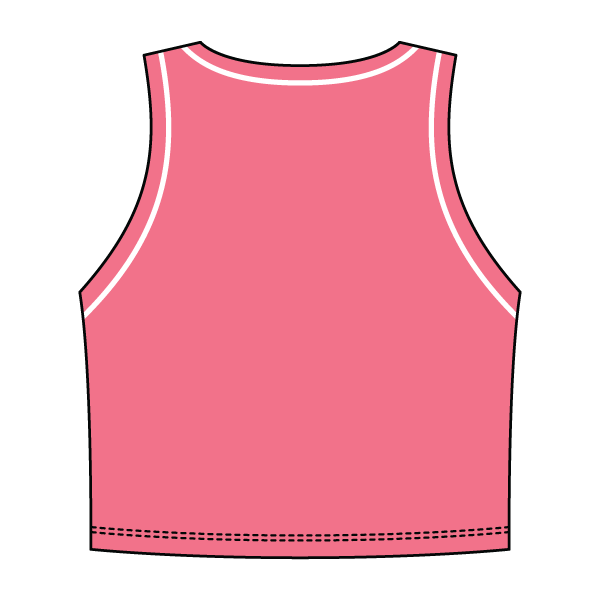 High Neck Rib Crop Tank with Piping