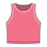 High Neck Rib Crop Tank with Piping