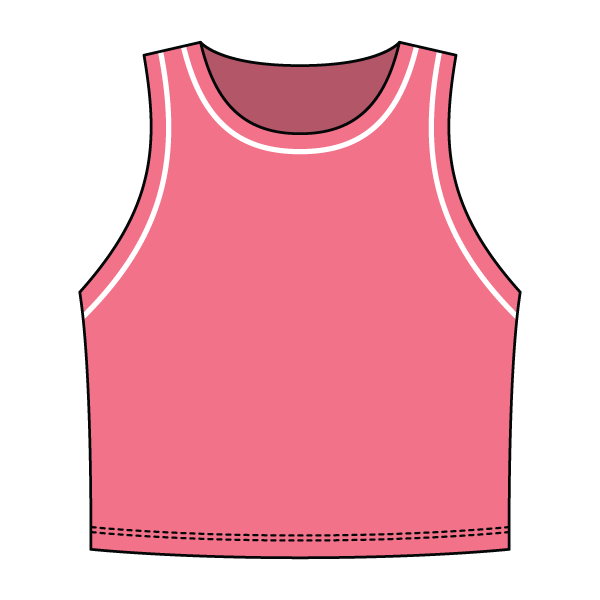 High Neck Rib Crop Tank with Piping