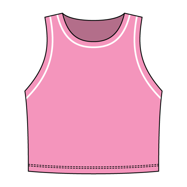 High Neck Rib Crop Tank with Piping