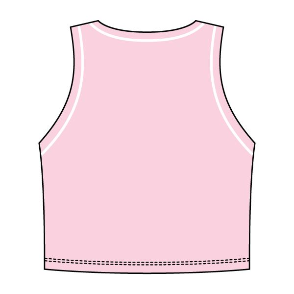 High Neck Rib Crop Tank with Piping