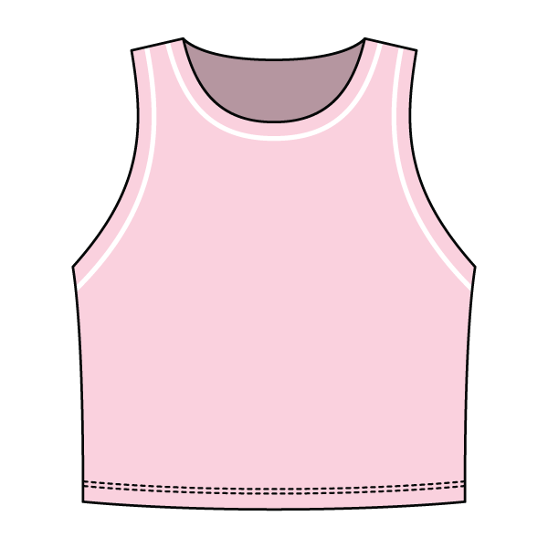 High Neck Rib Crop Tank with Piping