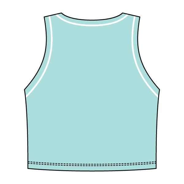 High Neck Rib Crop Tank with Piping
