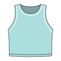 High Neck Rib Crop Tank with Piping