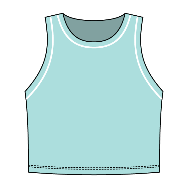 High Neck Rib Crop Tank with Piping