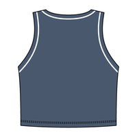 High Neck Rib Crop Tank with Piping
