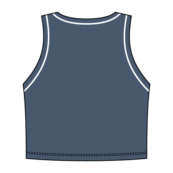 High Neck Rib Crop Tank with Piping
