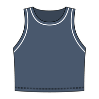 High Neck Rib Crop Tank with Piping