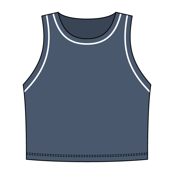 High Neck Rib Crop Tank with Piping