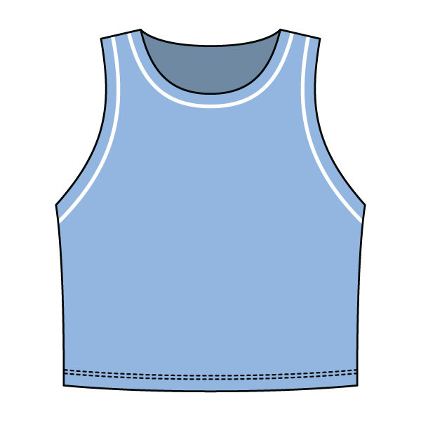 High Neck Rib Crop Tank with Piping