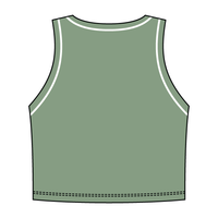 High Neck Rib Crop Tank with Piping