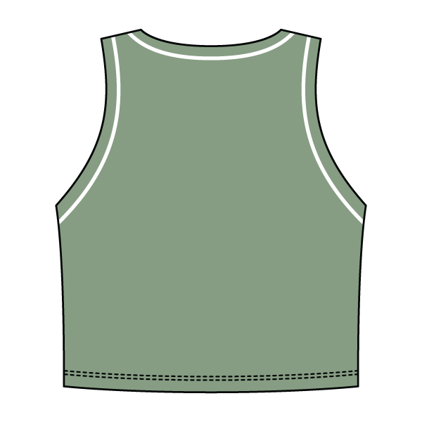 High Neck Rib Crop Tank with Piping